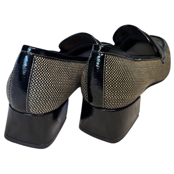 Donald J. Pliner Tristina Raffia Loafers – Black & Beige Penny Slip-On Shoes 8.5 - Picture 6 of 8